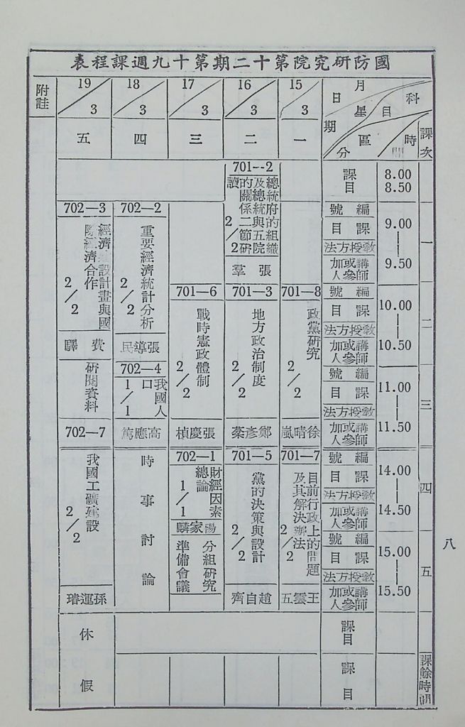 國防研究院第十二期第七課程「國情分析」實施計畫綱要的圖檔，第9張，共12張