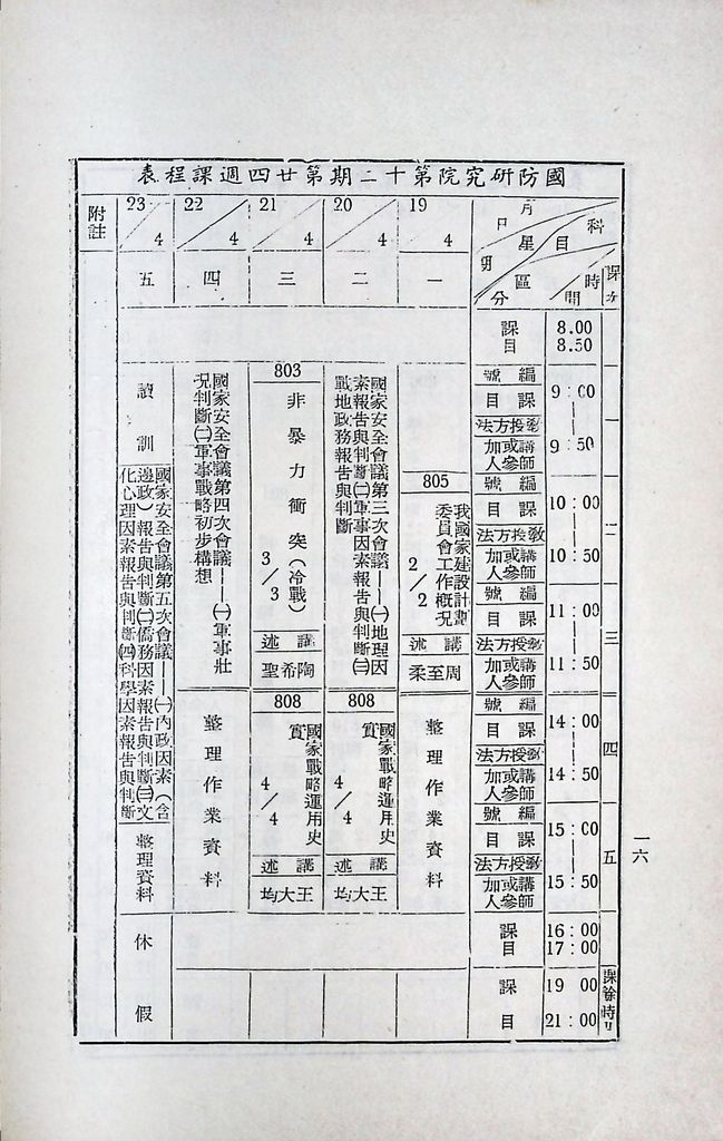 國防研究院第十二期第八課程「國家情勢研判與國家安全政策設計」實施計畫綱要的圖檔，第17張，共19張