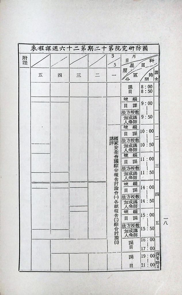 國防研究院第十二期第八課程「國家情勢研判與國家安全政策設計」實施計畫綱要的圖檔，第19張，共19張