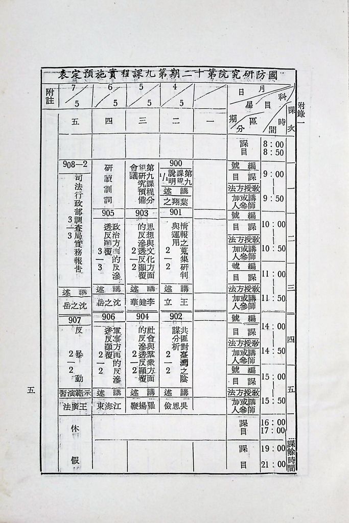 國防研究院第十二期第九課程「情報反情報」實施計畫綱要的圖檔，第6張，共8張