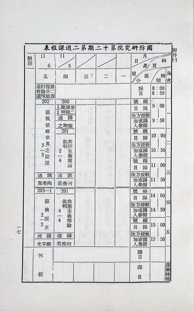 國防研究院第十二期第二課程「敵情研究」實施計畫綱要的圖檔，第18張，共23張