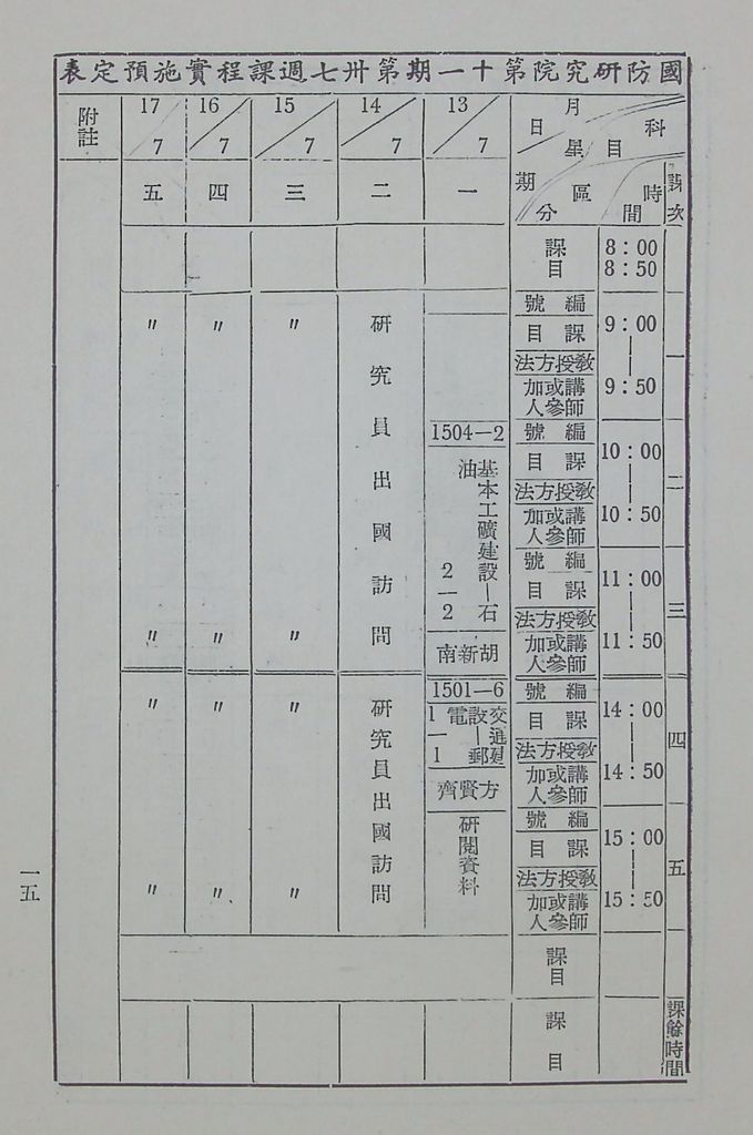 國防研究院第十一期第十五課程(甲)「實業計畫研究」實施計畫綱要的圖檔，第16張，共19張