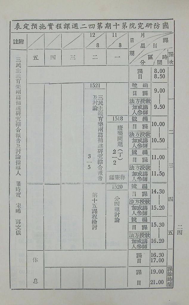 國防研究院第十期第十五課程「(乙)民生主義育樂兩篇補述研究」實施計畫綱要的圖檔，第25張，共25張