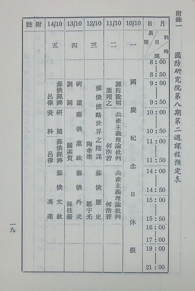 國防研究院第八期第二課程「敵情研究」實施計畫綱要的圖檔，第20張，共25張