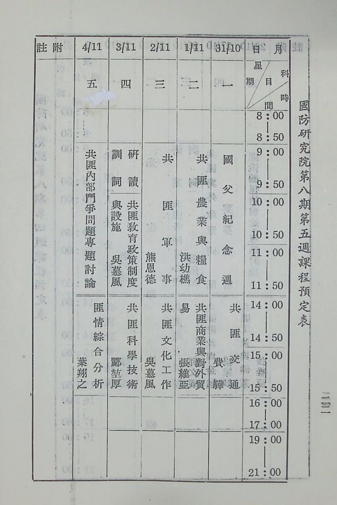 國防研究院第八期第二課程「敵情研究」實施計畫綱要的圖檔，第23張，共25張