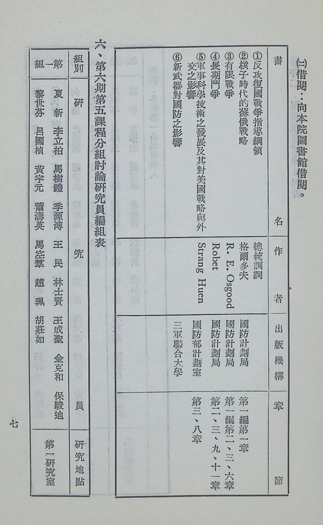 國防研究院第六期第五課程「新武器與現代戰爭」實施計劃綱要的圖檔，第8張，共15張