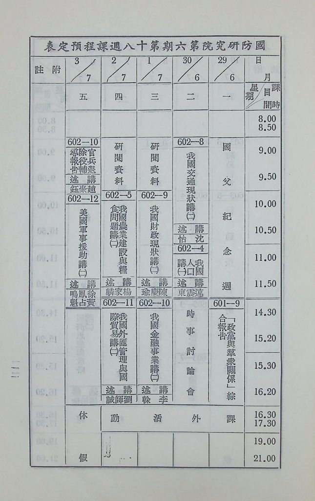 國防研究院第六期第六課程「國情分析」實施計劃綱要的圖檔，第12張，共14張