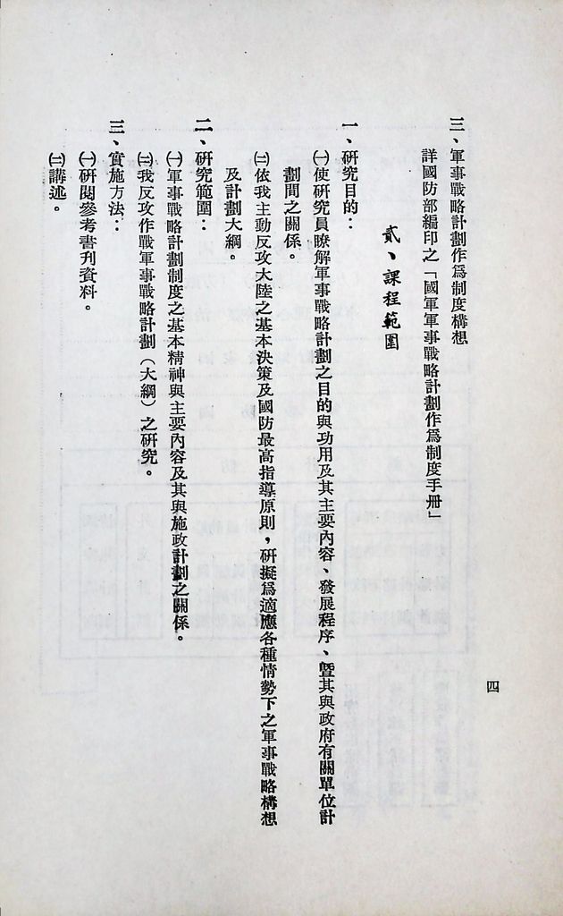 國防研究院第六期第九課程「軍事戰略計劃」實施計劃綱要的圖檔，第5張，共20張