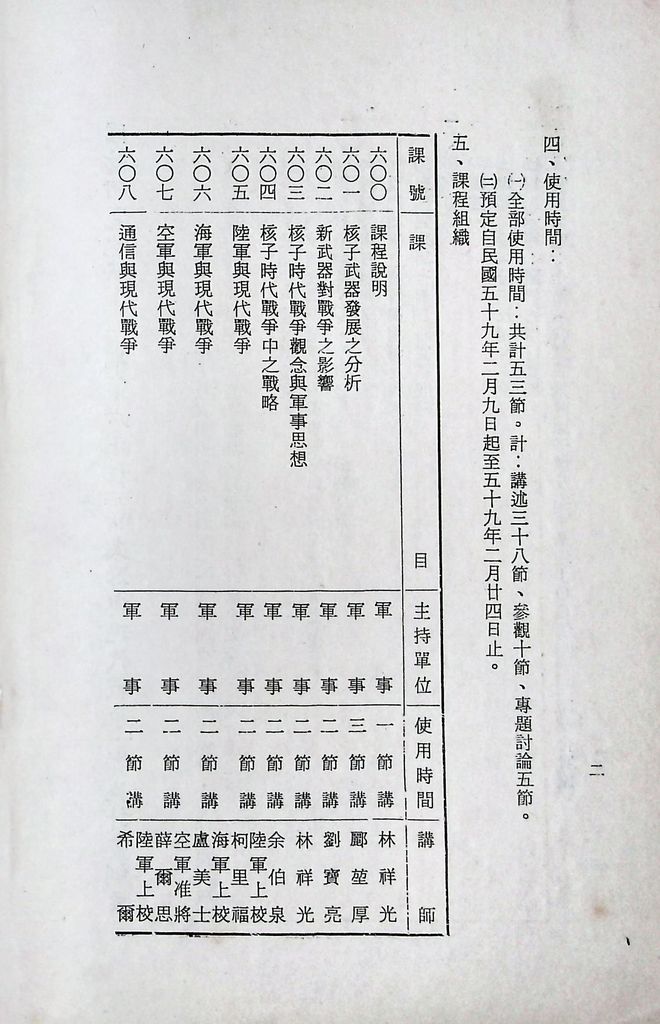 國防研究院第十一期第六課程「新武器與現代戰爭」實施計畫綱要的圖檔，第3張，共11張