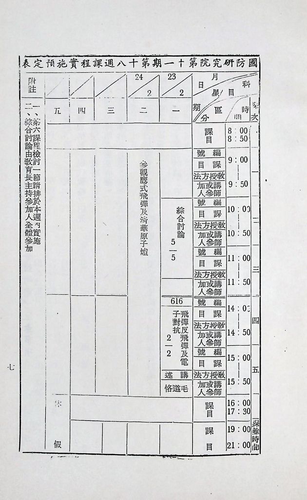 國防研究院第十一期第六課程「新武器與現代戰爭」實施計畫綱要的圖檔，第8張，共11張