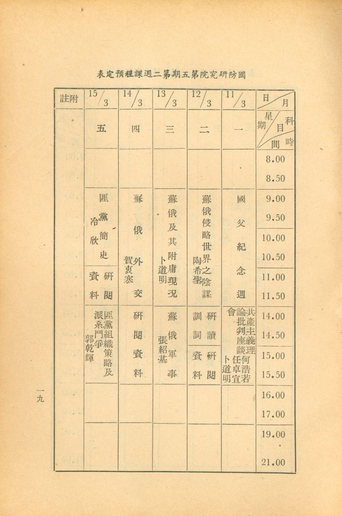 國防研究院第五期第一課程「敵情研究」實施計劃綱要的圖檔，第20張，共24張